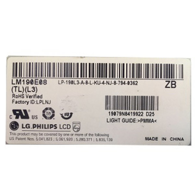 LM190E08-TLL3 19.0 дюймовая 1280*1024 LCD модульная панель